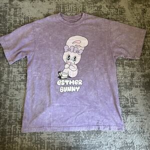 Esther Bunny Crying Purple Wash T-Shirt Mens/Unisex Size Large